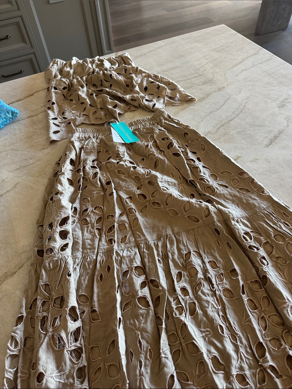 Tiare Hawaii Taupe Eyelet Maxi Dress - Set (!!!!)